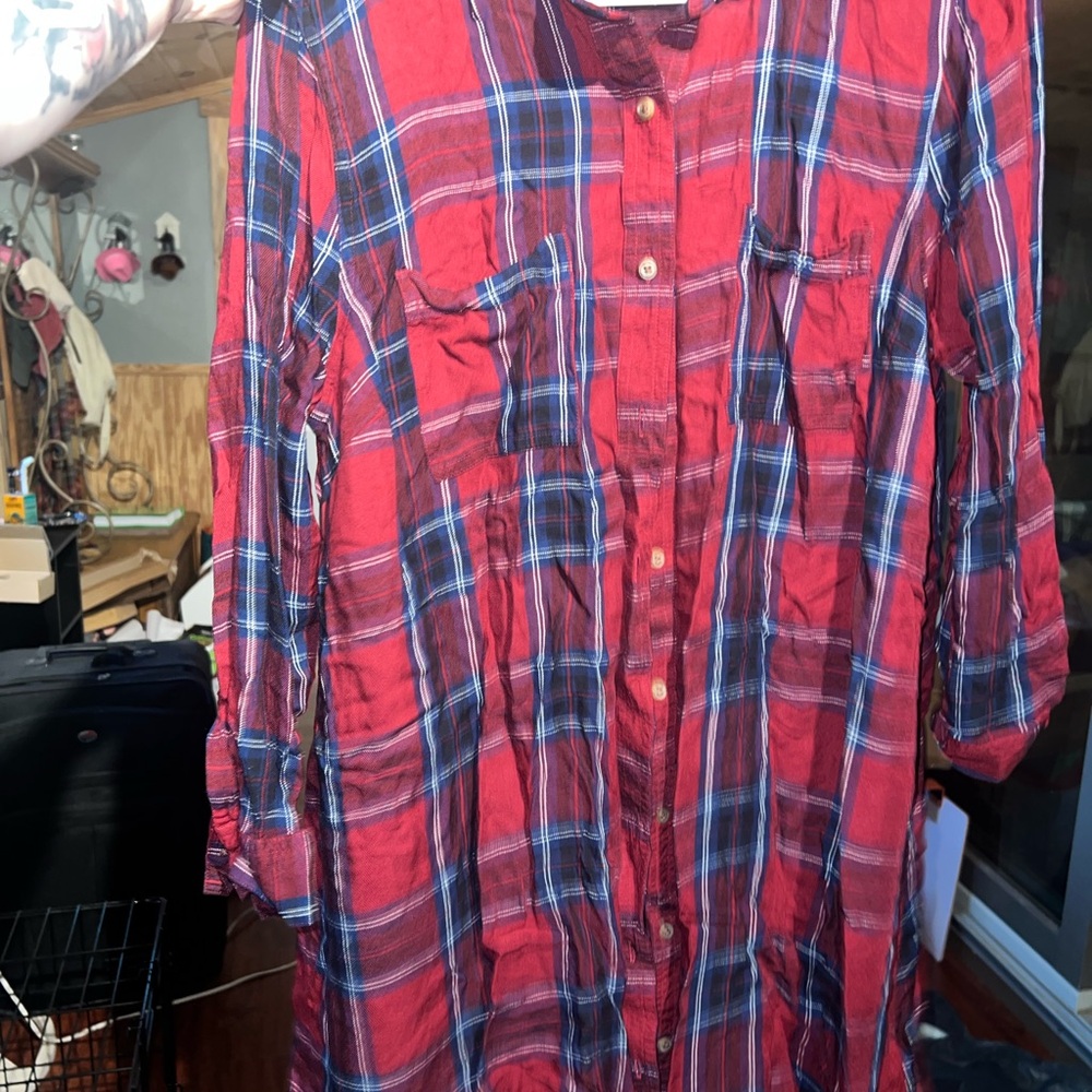 Old Navy Red and Blue Plaid Shirt